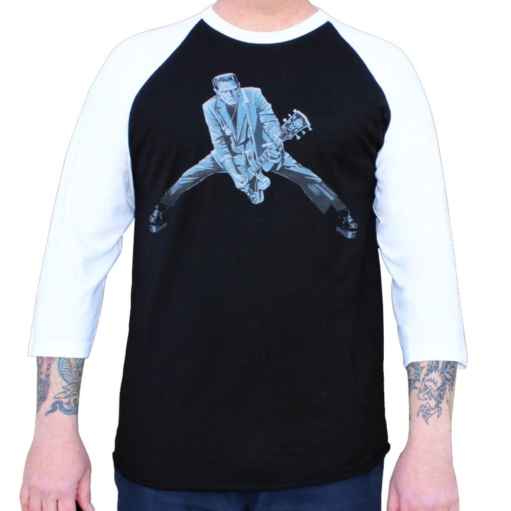 Rock n Roll Monster Frankenstein Baseball Tee NWT S-M-XL-2XL